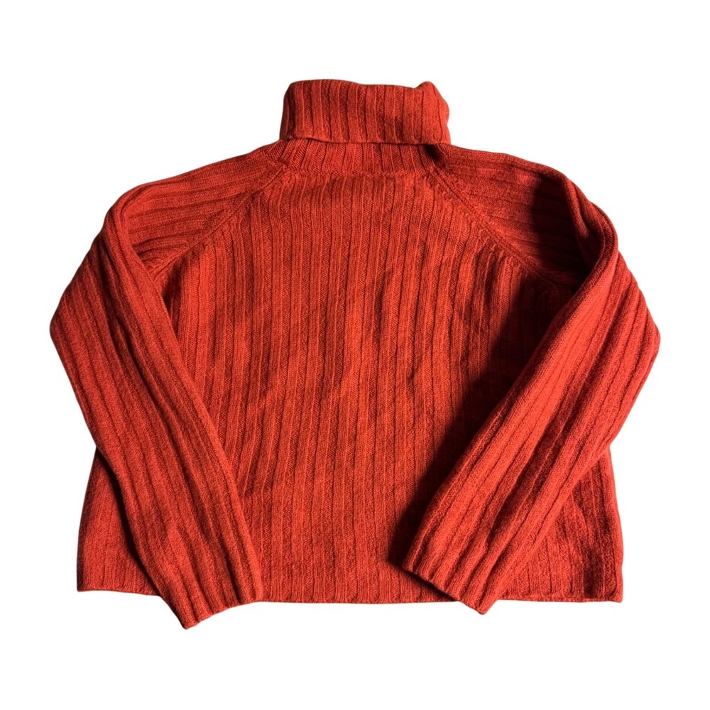 A Giannetti Women's Orange Merino Wool Ribbed Crop Turtleneck Sweater‎ Size S - Picture 3 of 7